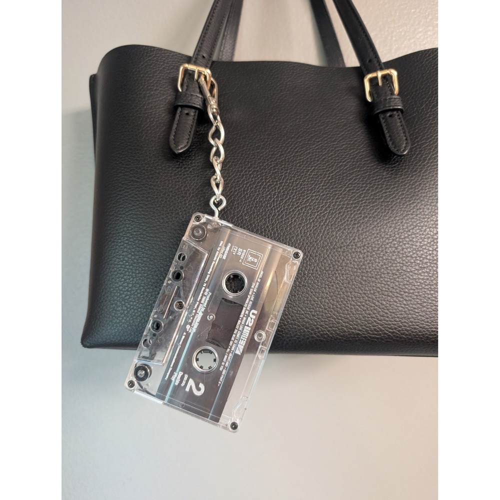 U2 Rattle and Hum Upcycled Cassette Tape Purse Charm Keychain Vintage Music Gift